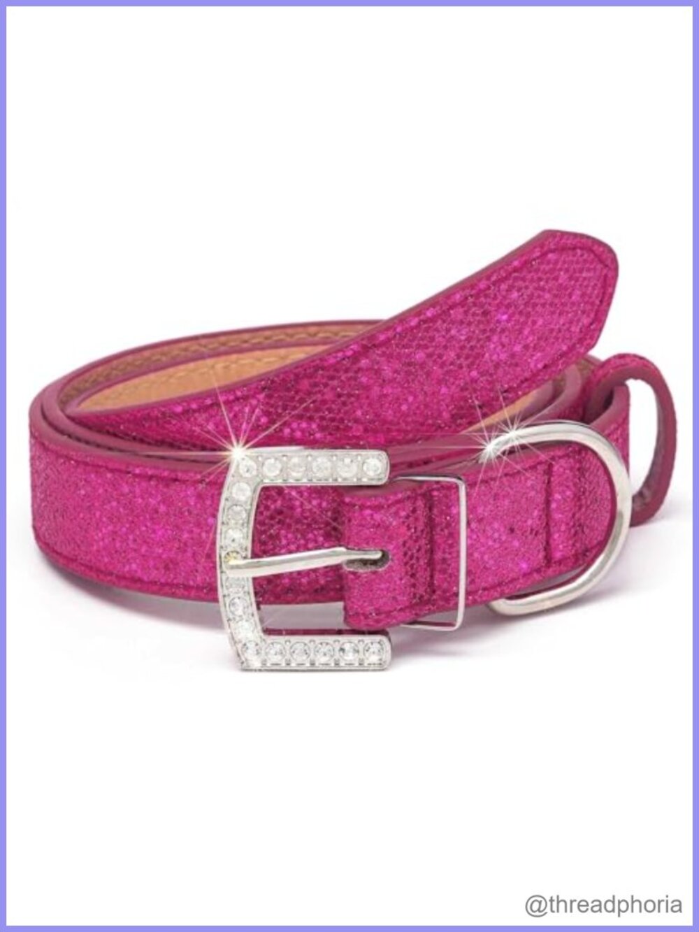 Glitter Skinny Belt with Rhinestone Buckle for Jeans & Dresses